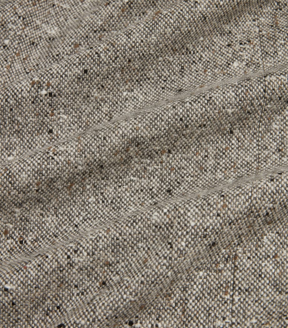 Grey Cashmere Donegal Tweed Double-Breasted Overcoat