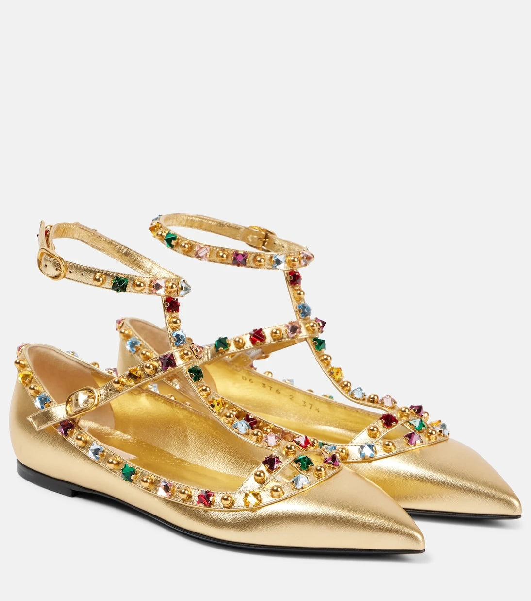 Valentino Garavani - Rockstud metallic leather ballet flats