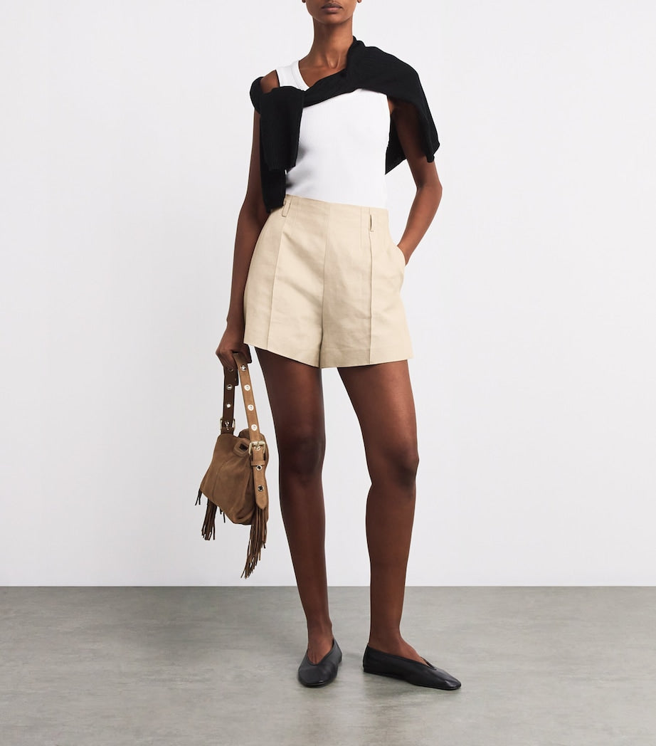 Neutral Marled Suit Shorts