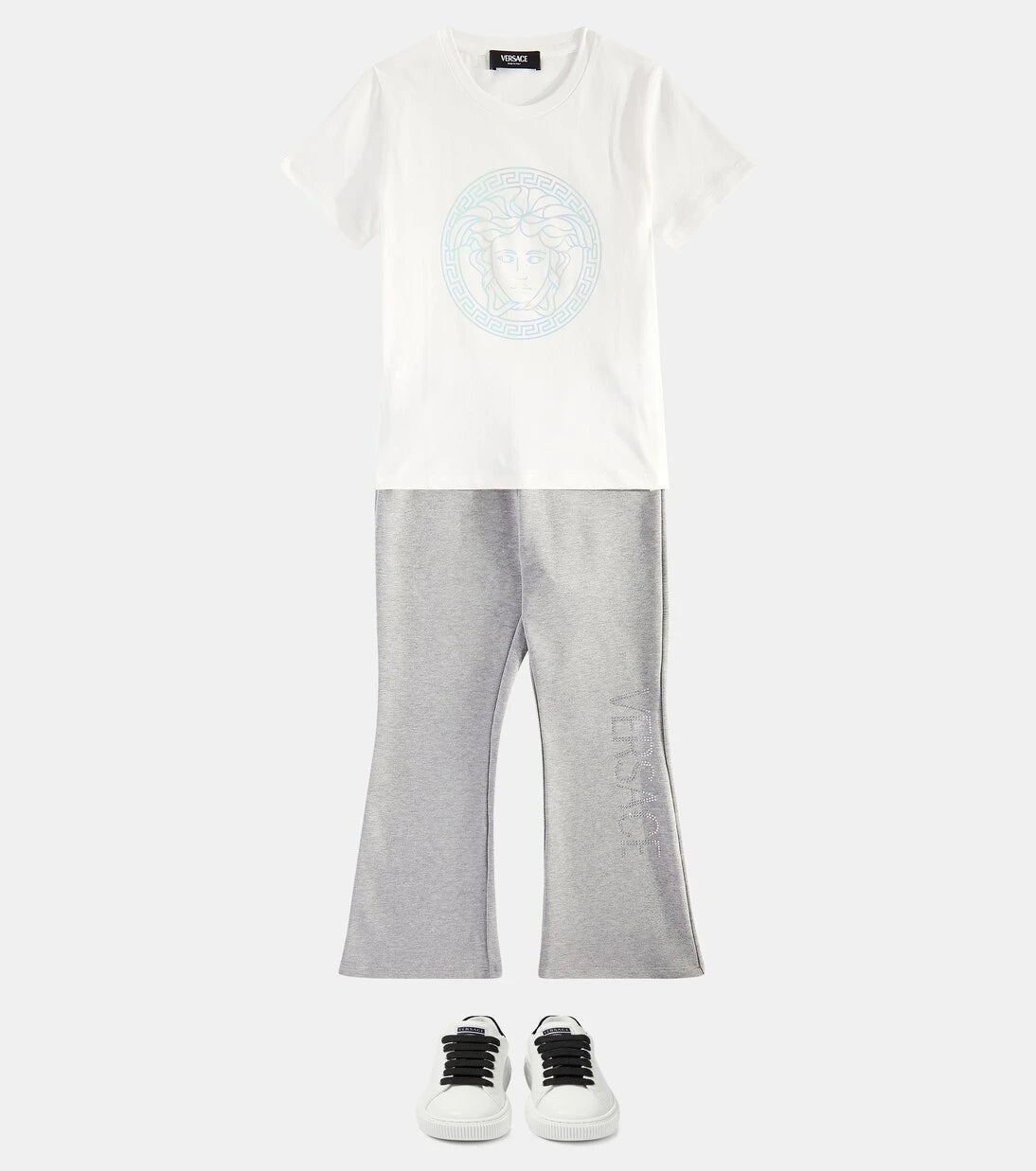 Versace Kids - بنطال رياضي قطني جيرسي مزين بشعار الماركة