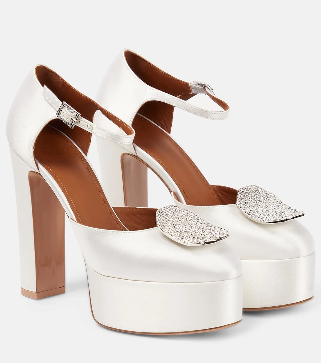 Malone Souliers - Terra embellished satin platform pumps