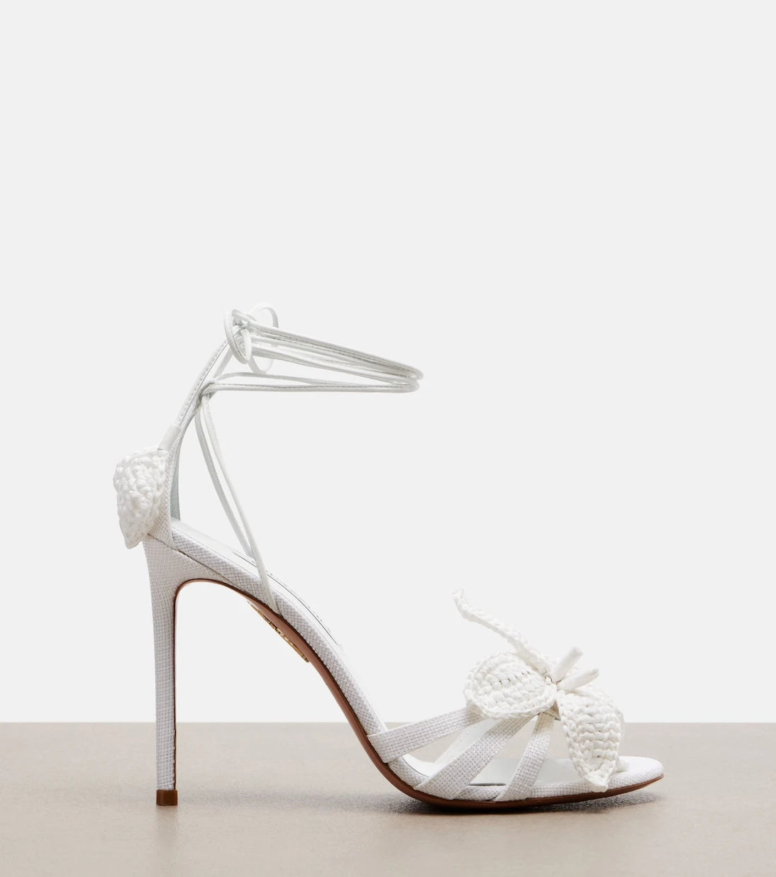 Aquazzura - Calypso leather-trimmed raffia sandals