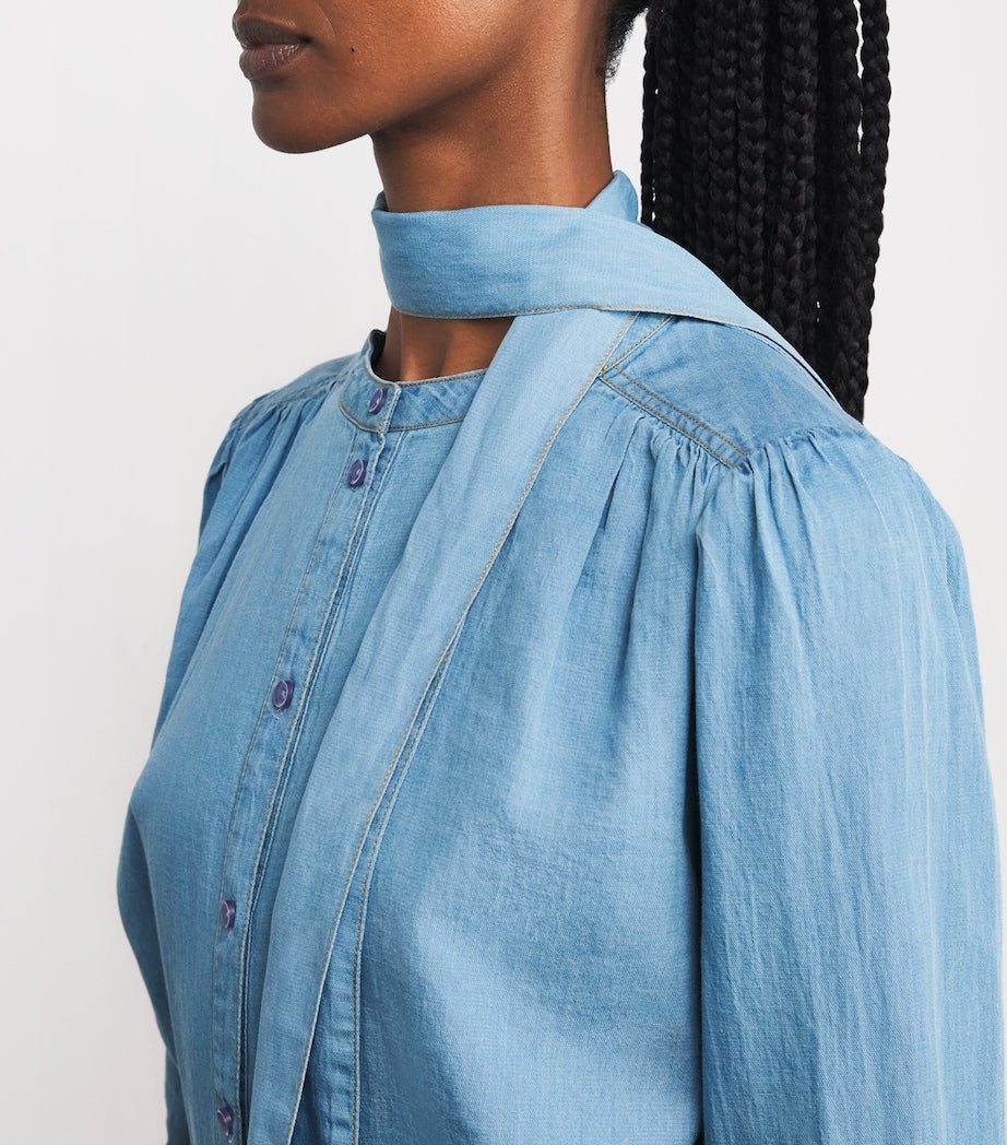 Blue Cotton Chambray Blouse