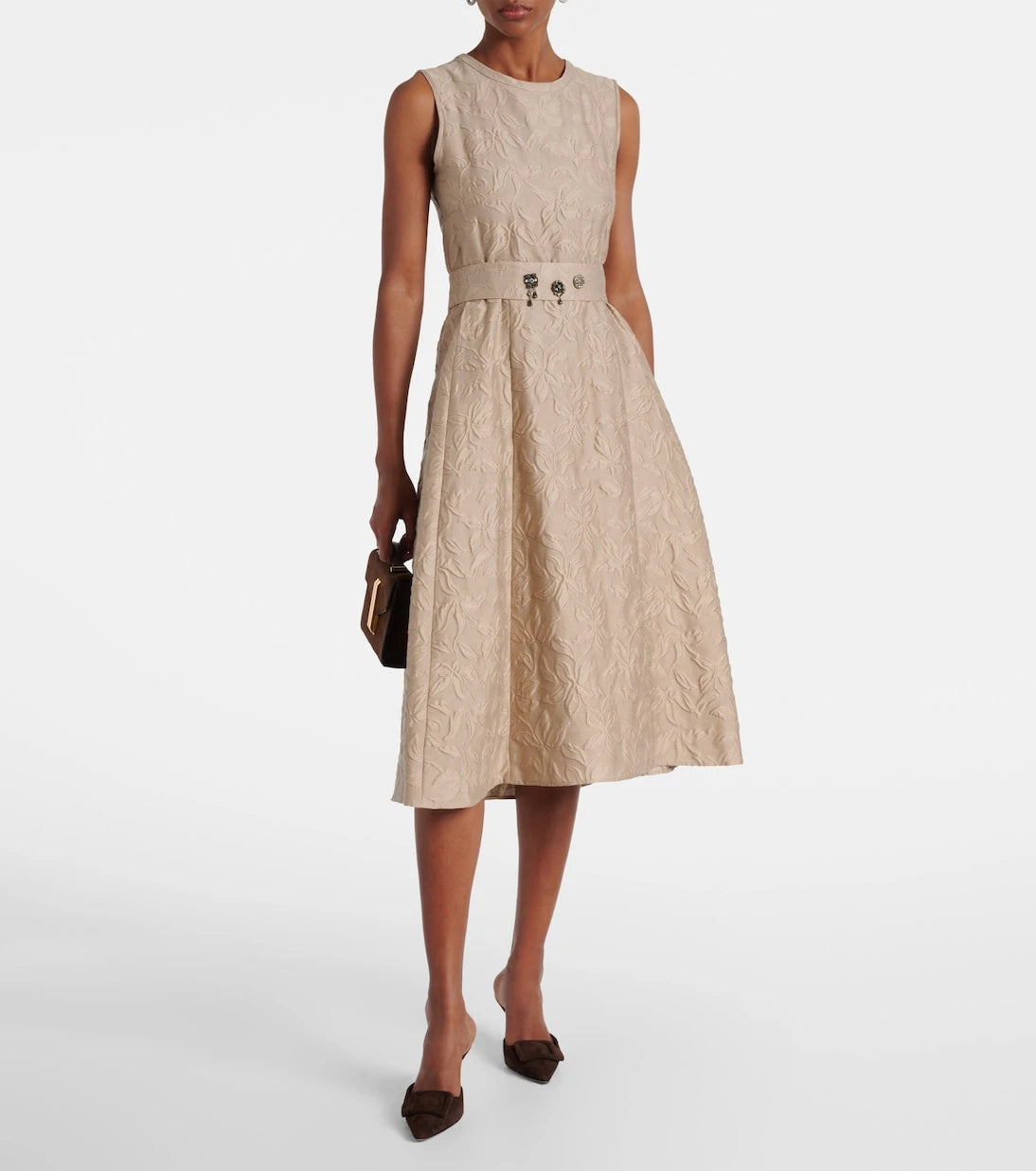 'S Max Mara - Fiaba cotton-blend jacquard midi dress