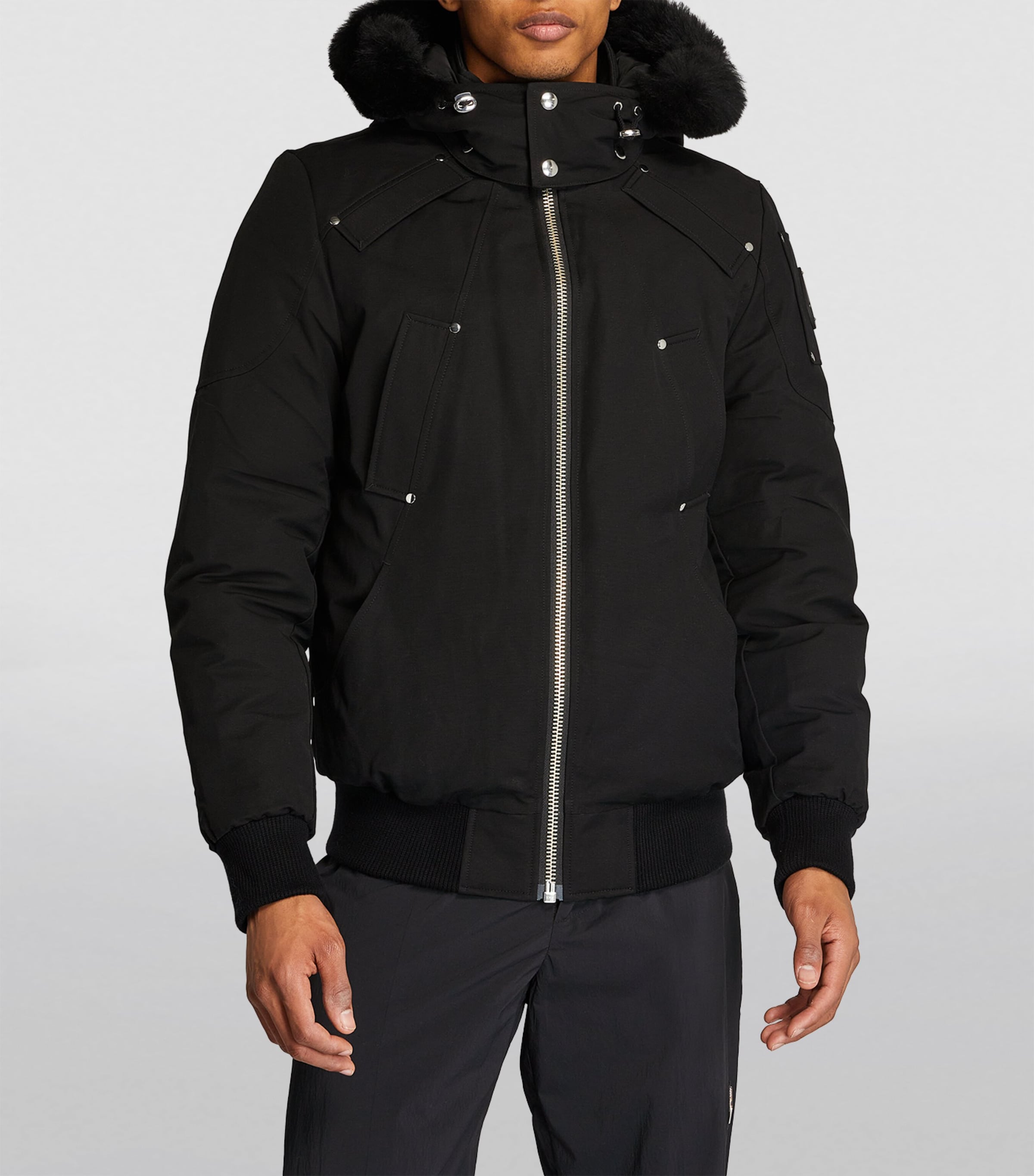 Moose Knuckles Black Down-Filled Bomber Jacket