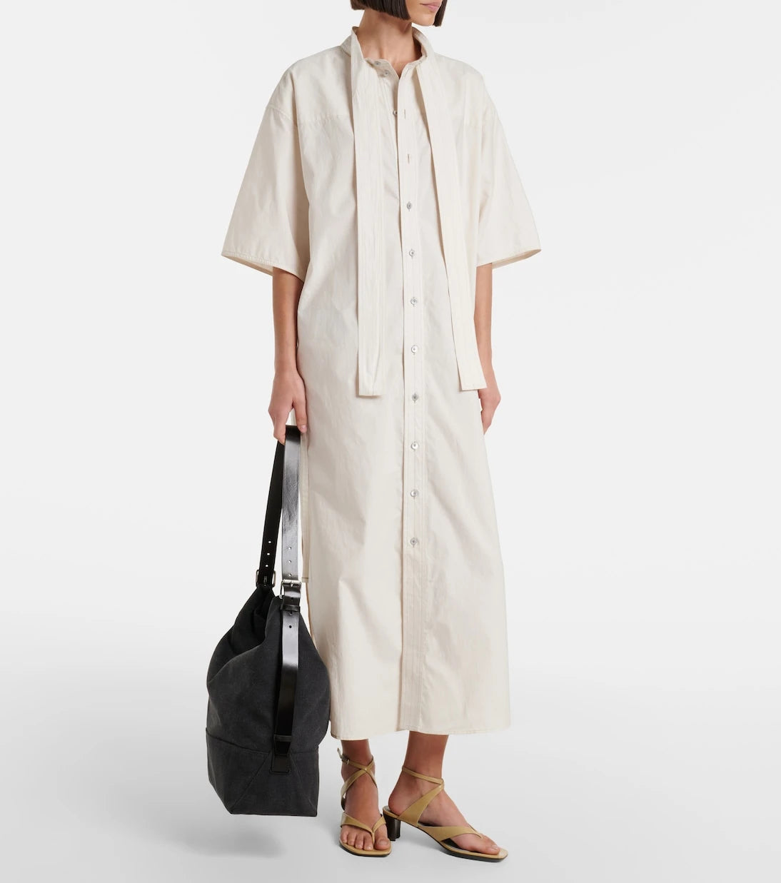 Lemaire - Belted leather-trimmed canvas tote bag