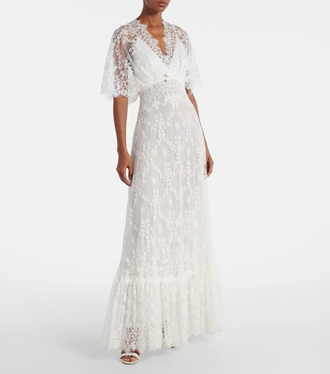 Elie Saab - Embroidered cotton-blend lace gown