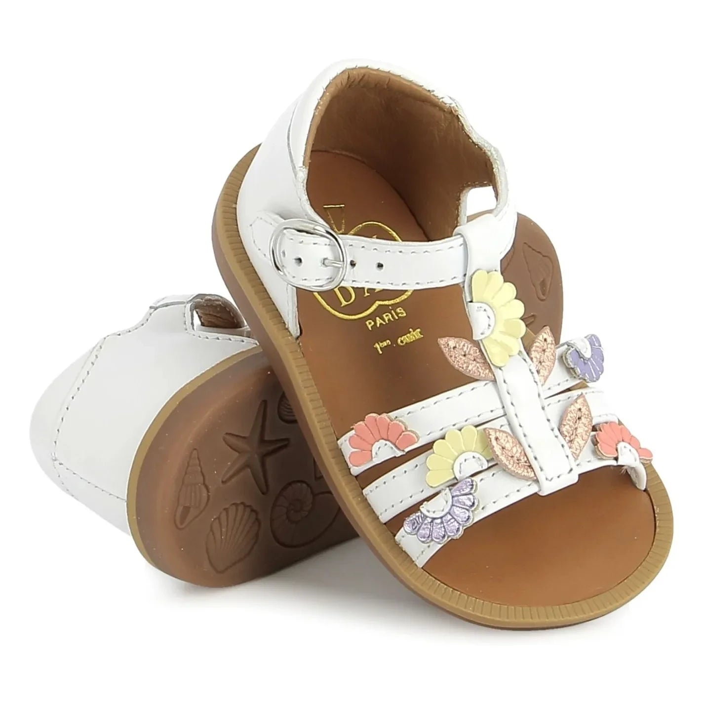 Pom d'Api - Poppy Multi Daisy sandals | White
