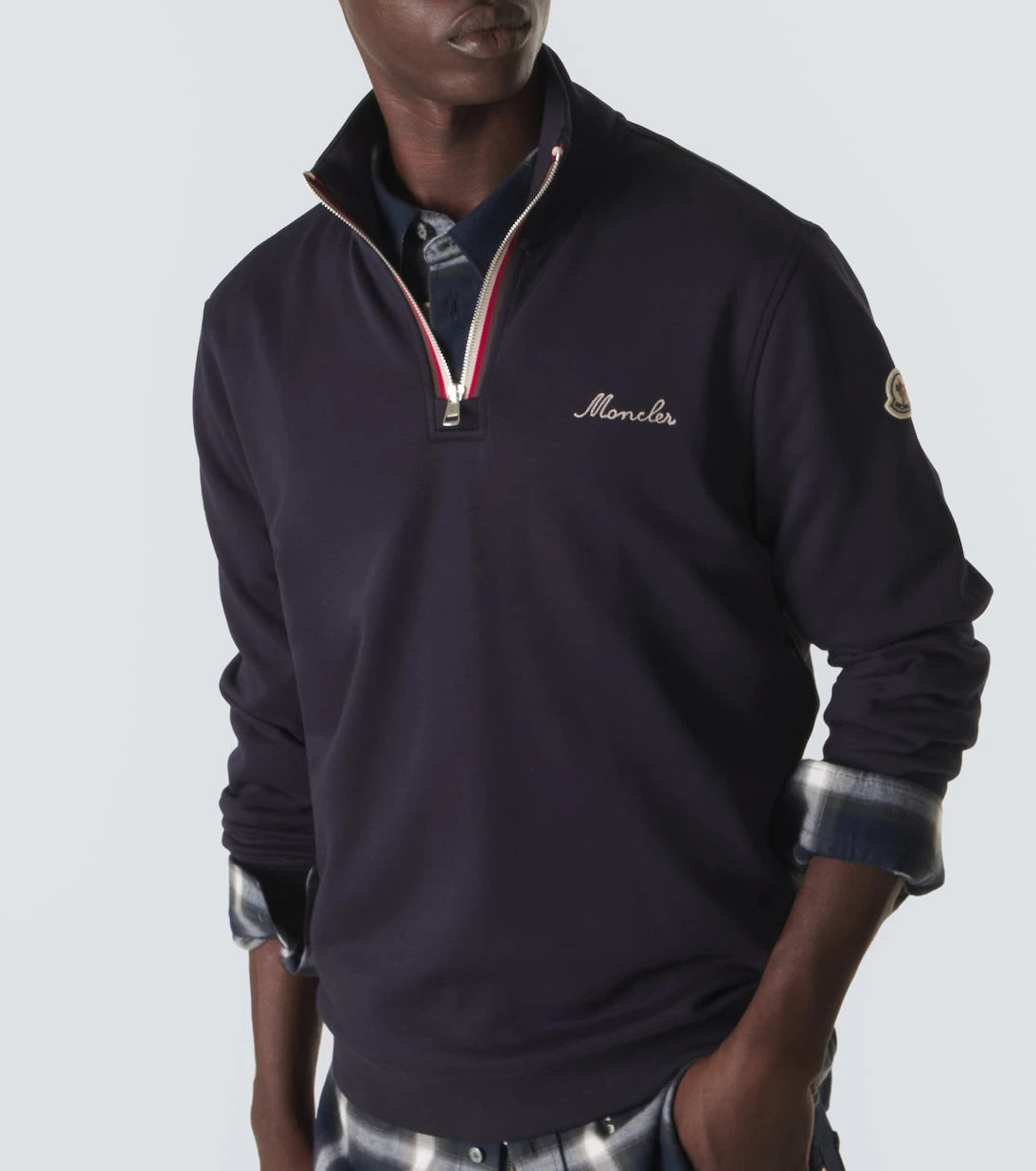 Moncler - Cotton jersey half-zip sweatshirt