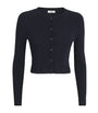 Sandro Paris Blue Rib-Knit Cropped Cardigan
