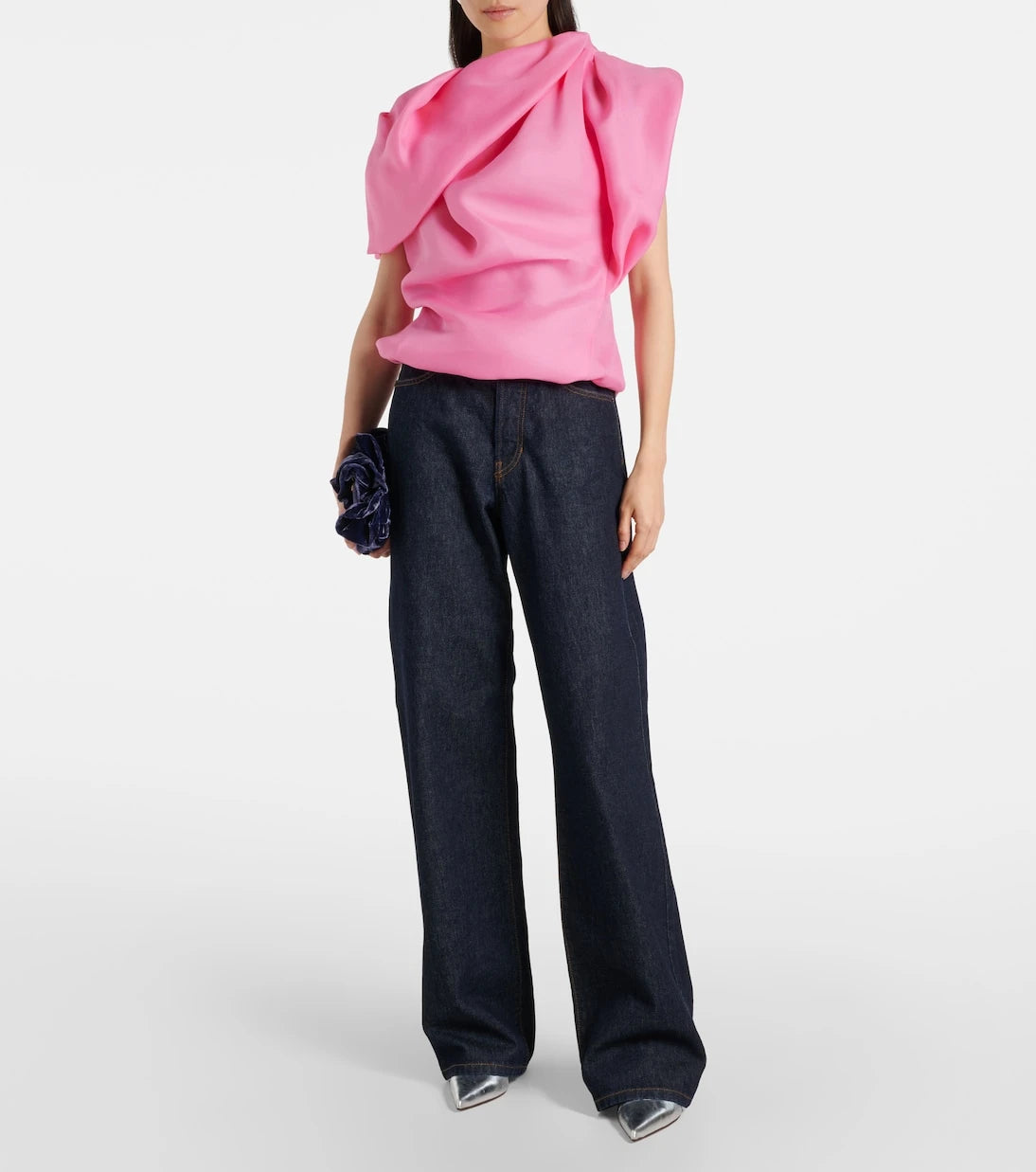Dries Van Noten - Draped silk satin top