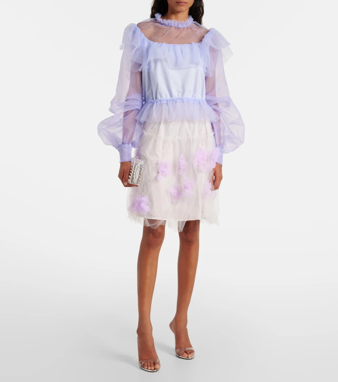 Susan Fang - Ruffled puff-sleeve organza top
