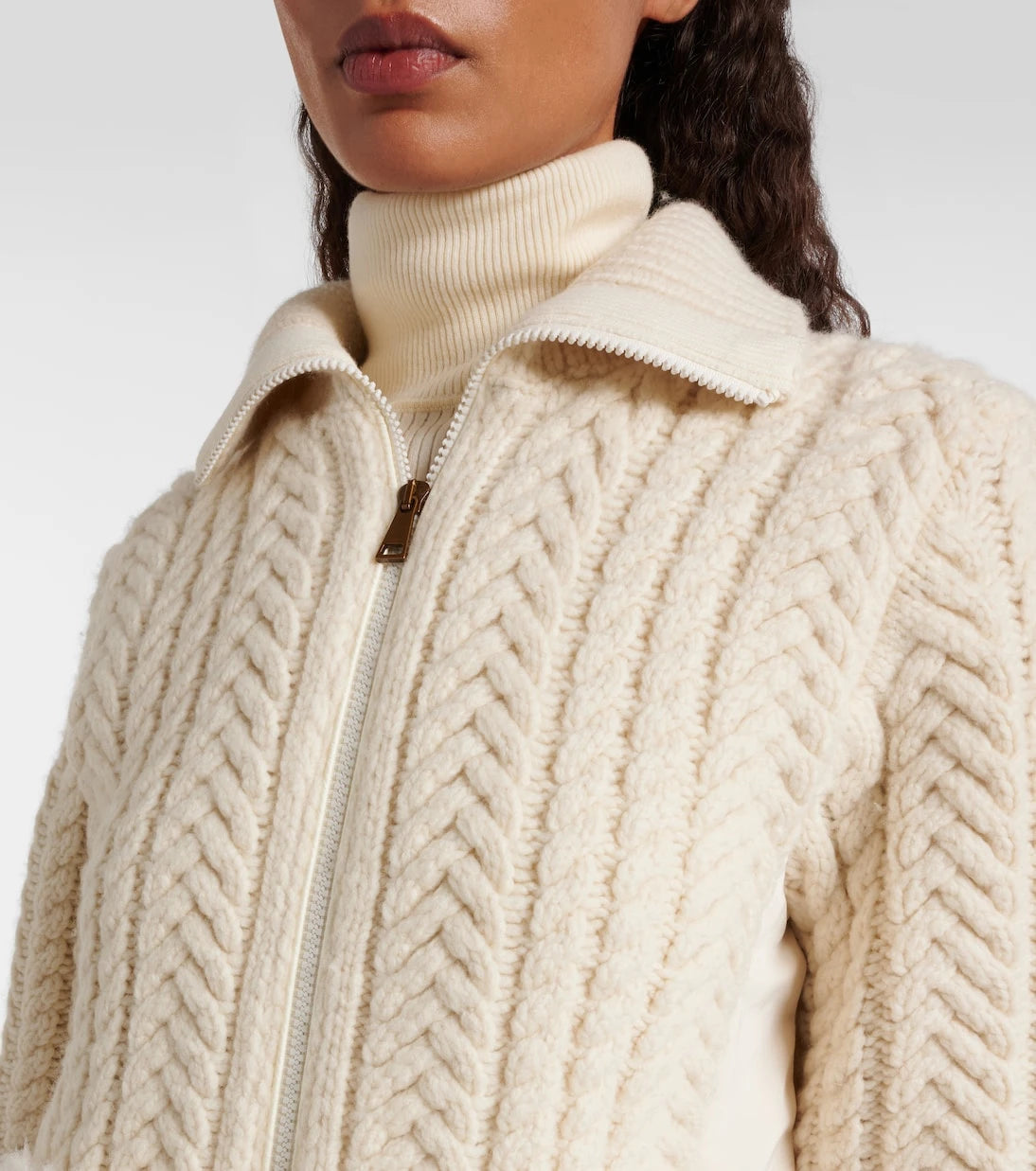 Moncler - Cable-knit wool-blend cardigan