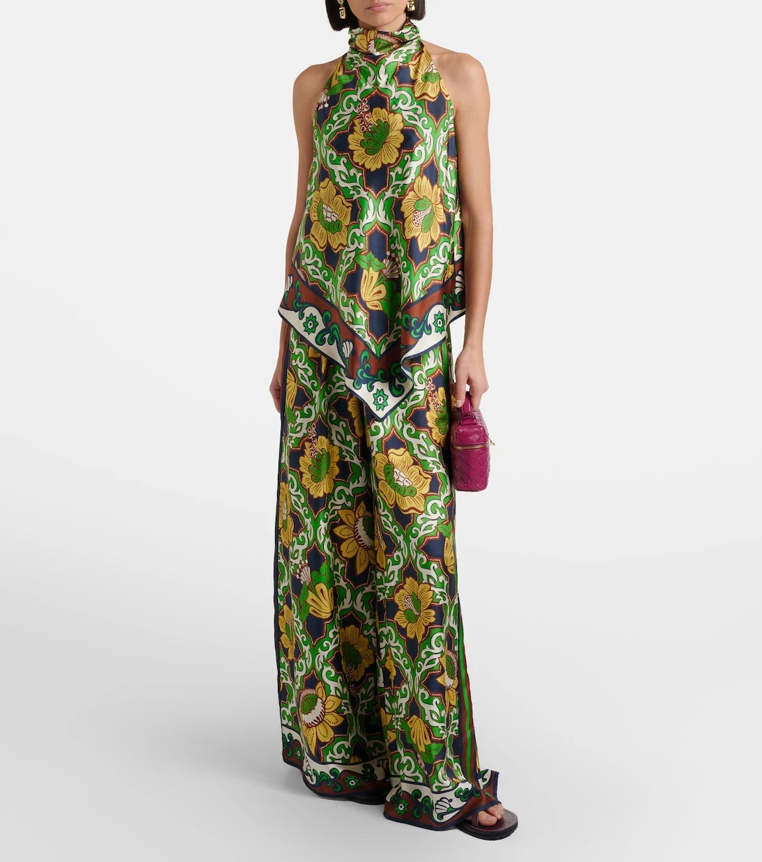 Alémais - Liana printed silk satin palazzo pants