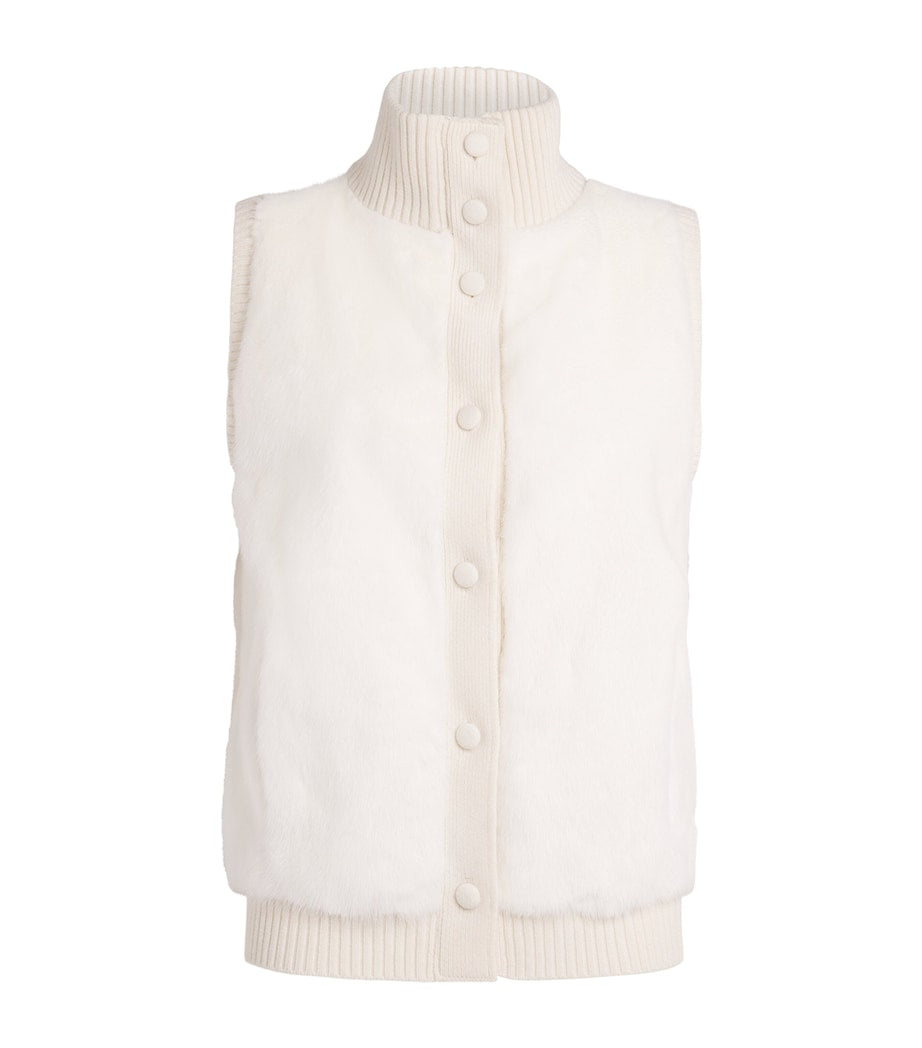 Beige Merino Wool-Mink Gilet
