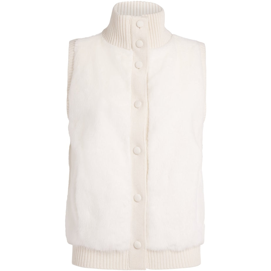 Beige Merino Wool-Mink Gilet