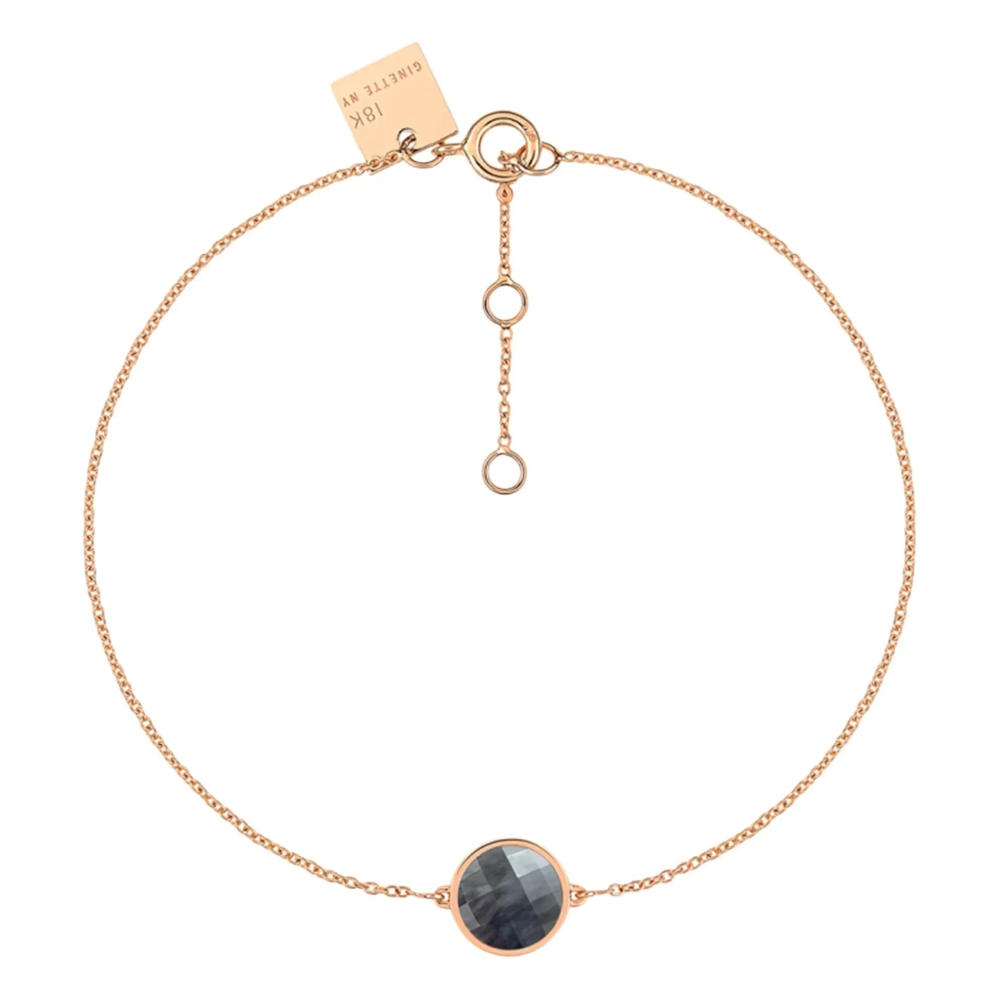Ginette NY - Disc Mini Pixie Ever Black Bracelet | Pink Gold