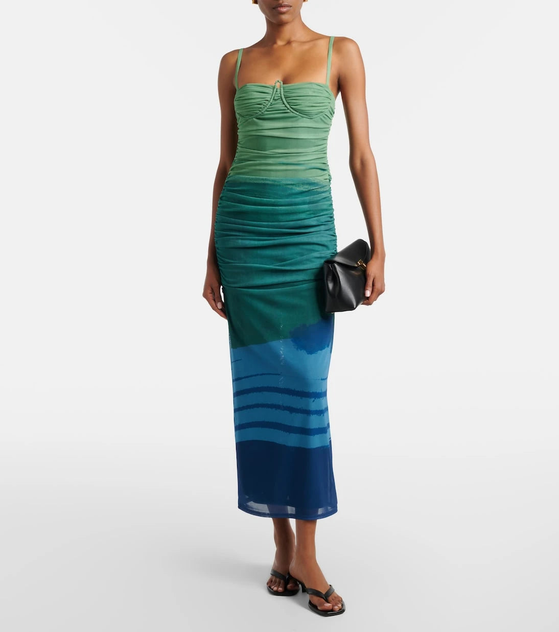 SIR - Draped printed mesh maxi dress