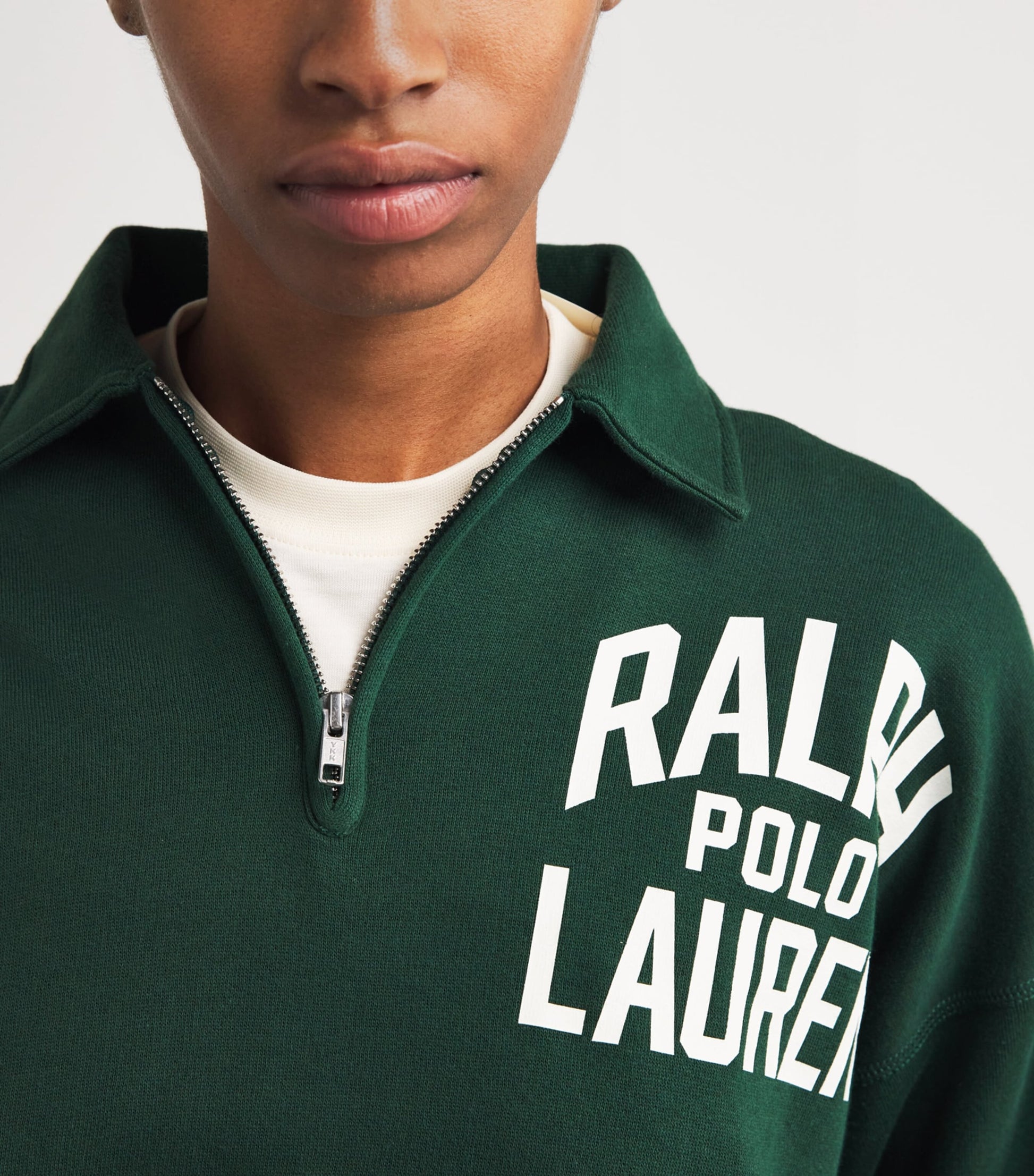 Polo Ralph Lauren Green Cotton-Blend Quarter-Zip Logo Sweatshirt