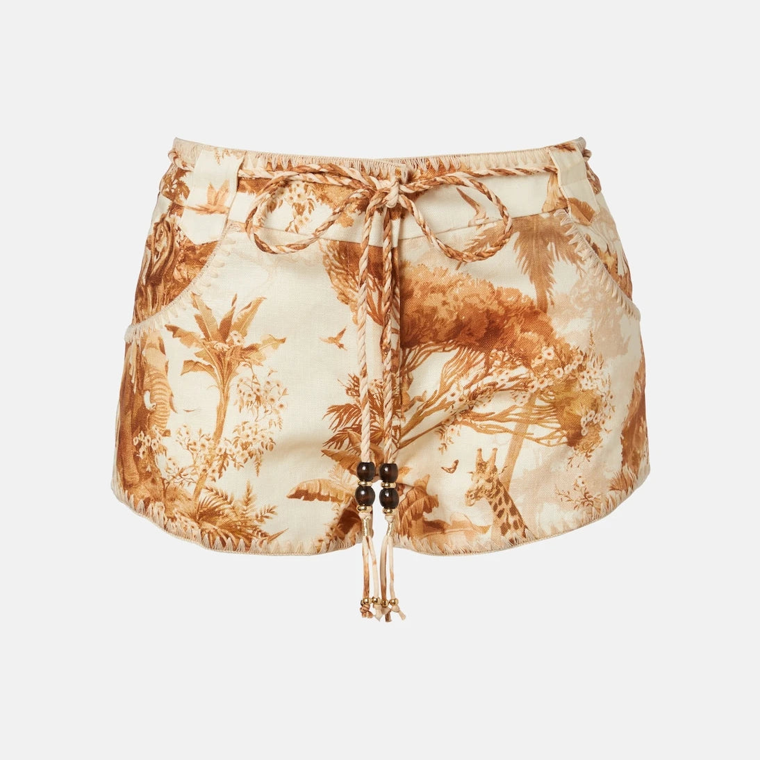 Zimmermann - Indra beaded printed linen shorts