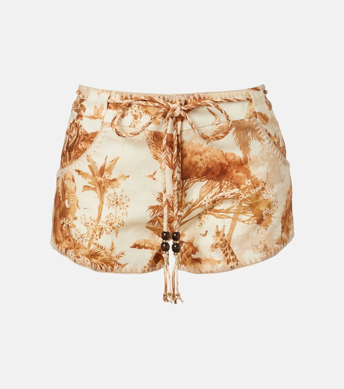Zimmermann - Indra beaded printed linen shorts