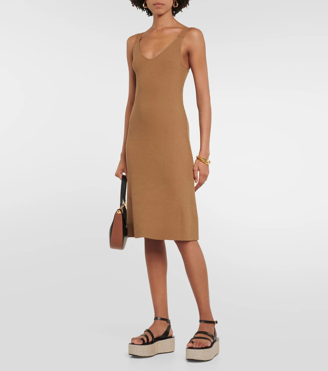 Vince - Ribbed-knit cotton-blend midi dress