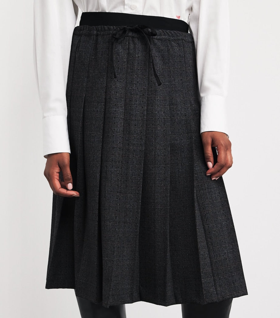 Pleated Rhinestone-Embellished Midi Skirt