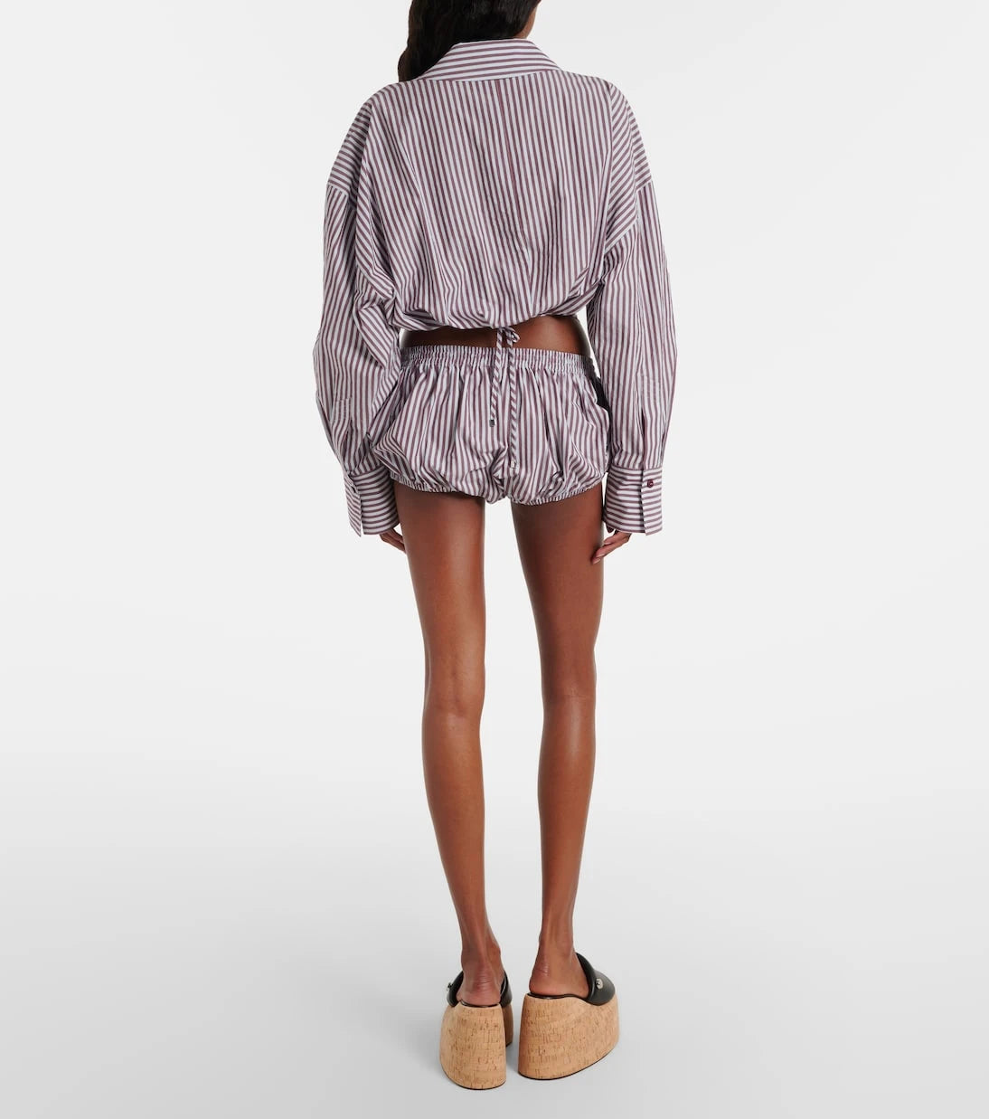 The Attico - Striped cotton shorts