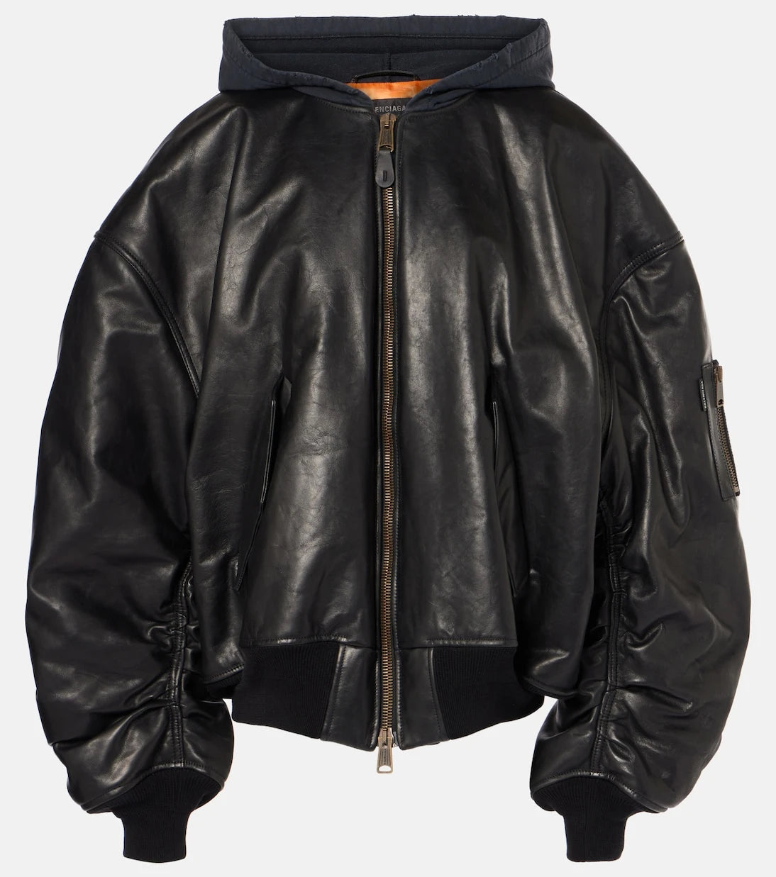 Balenciaga - Oversized leather bomber jacket