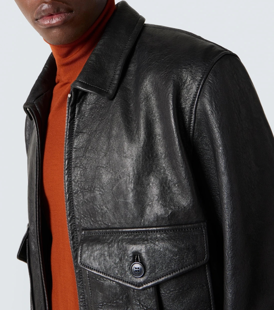 Saint Laurent - İçi yünlü deri bomber ceket