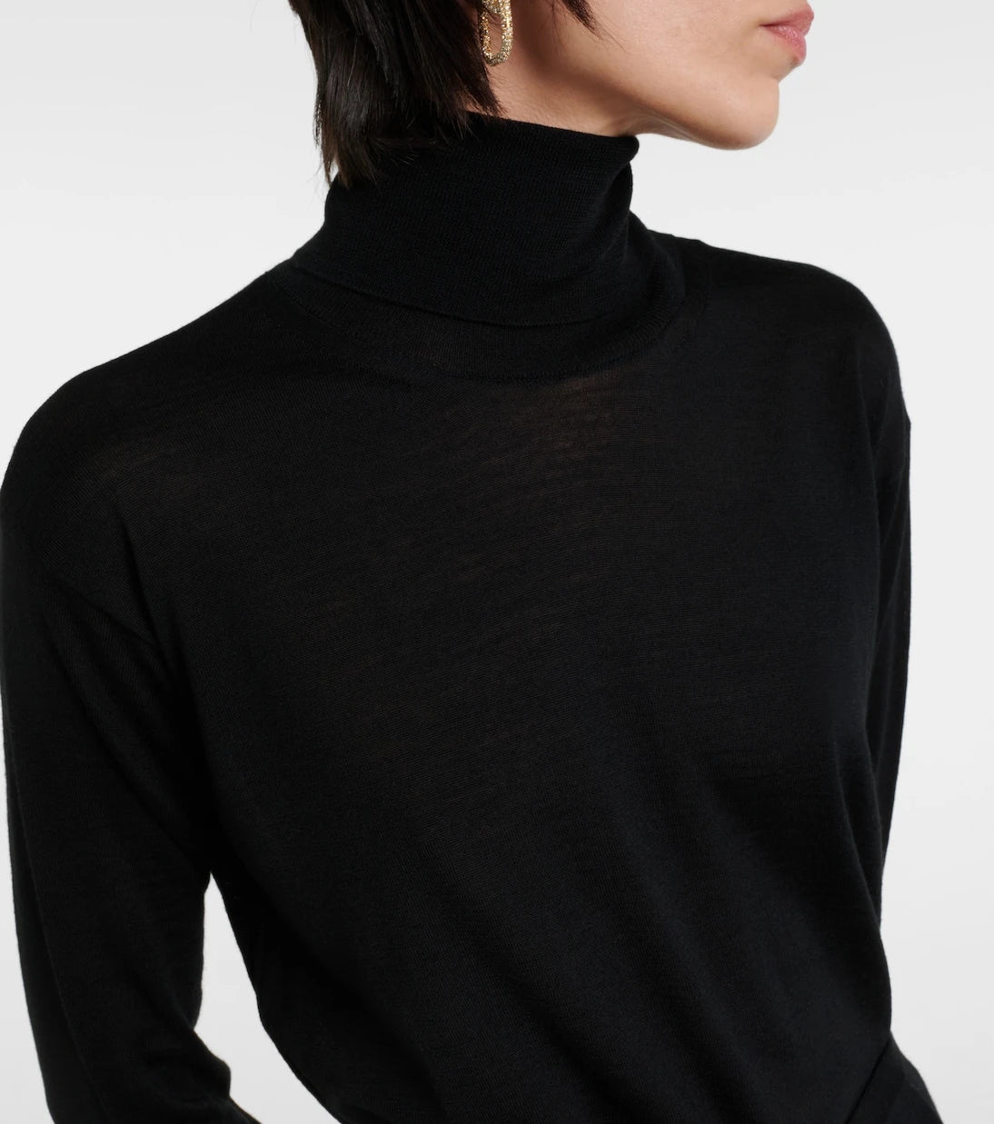 Valentino - Belted virgin wool turtleneck sweater