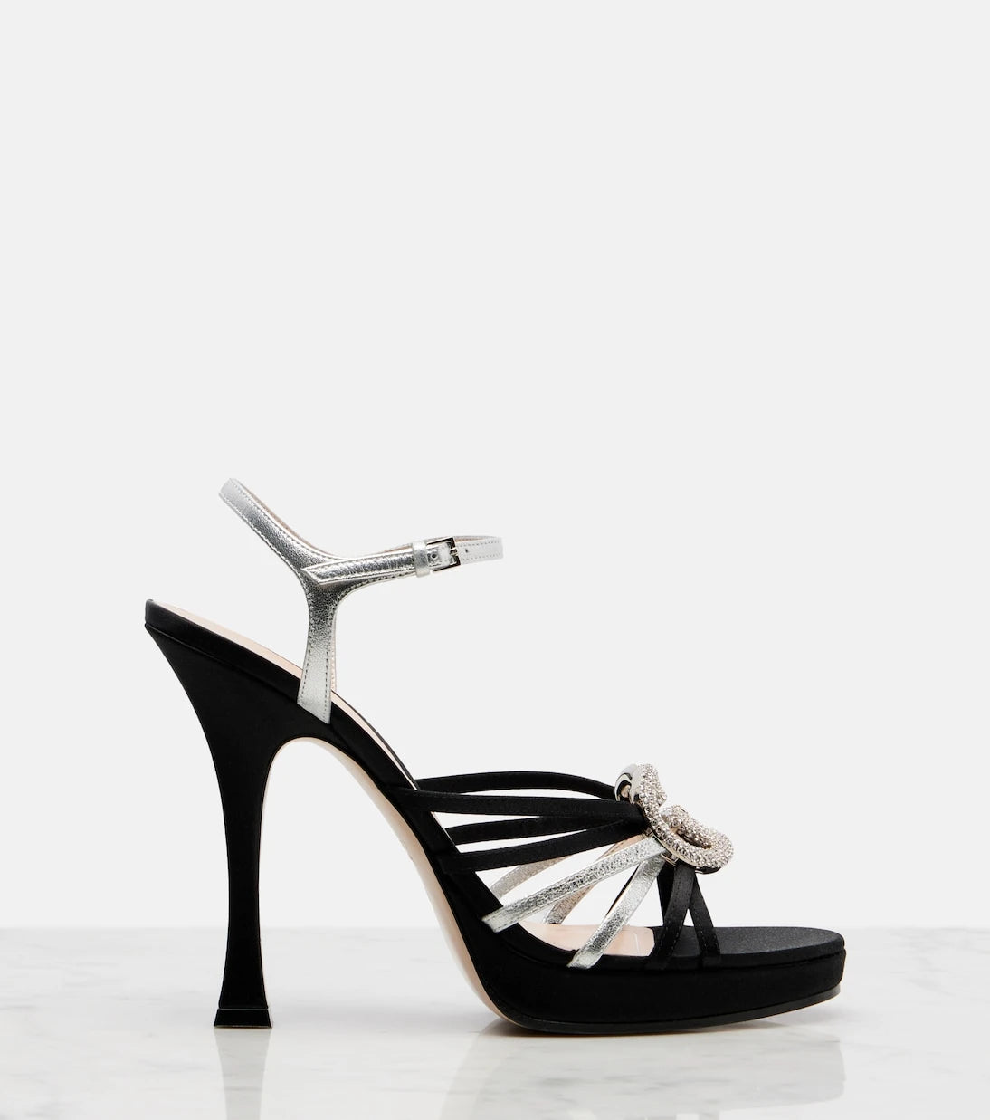 Gucci - Interlocking G satin and leather sandals