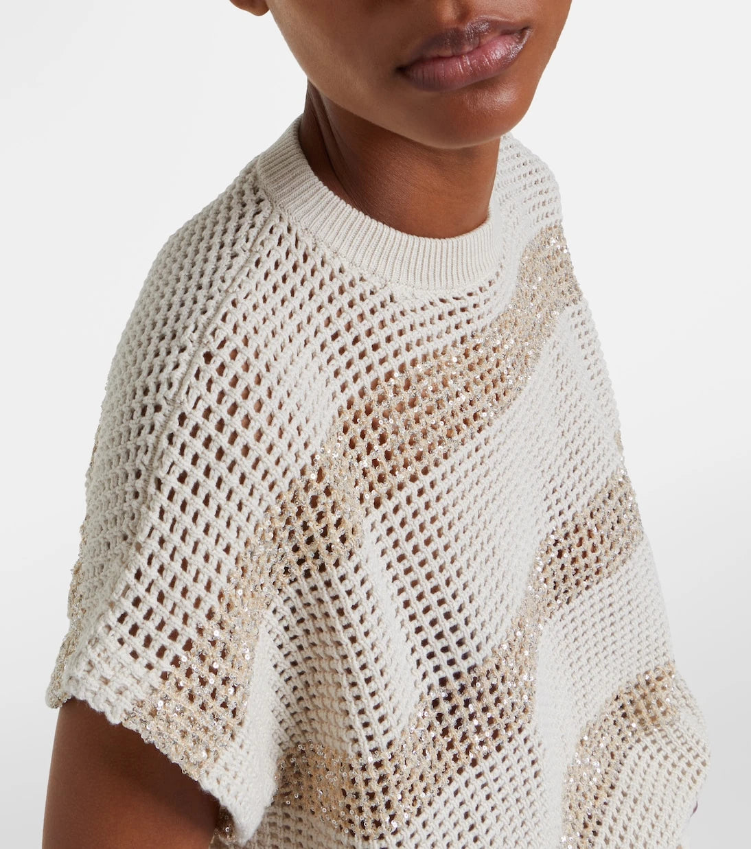Brunello Cucinelli - Open-knit sequined cotton sweater