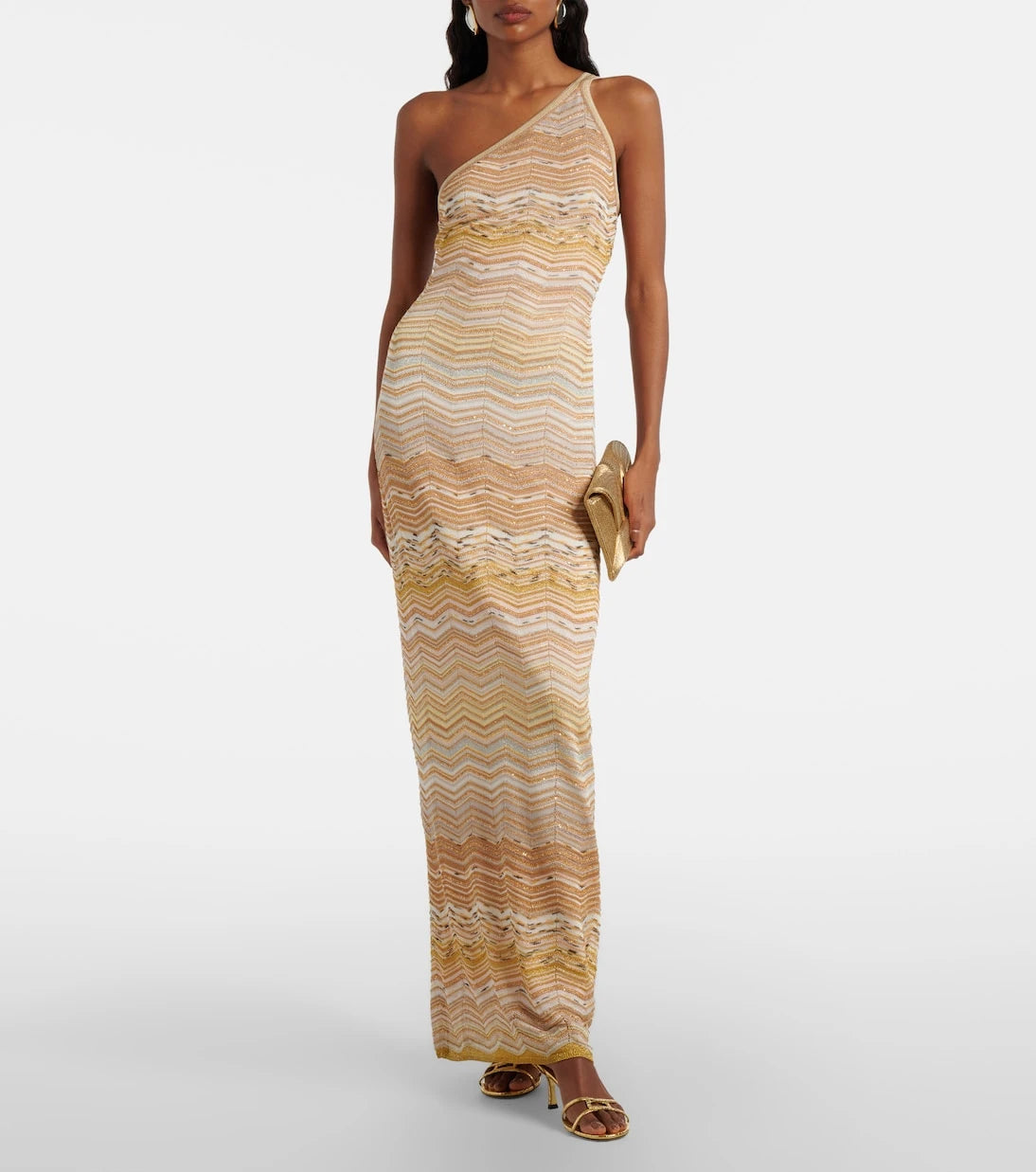 Missoni - فستان ماكسي لاميه بتصميم متعرج