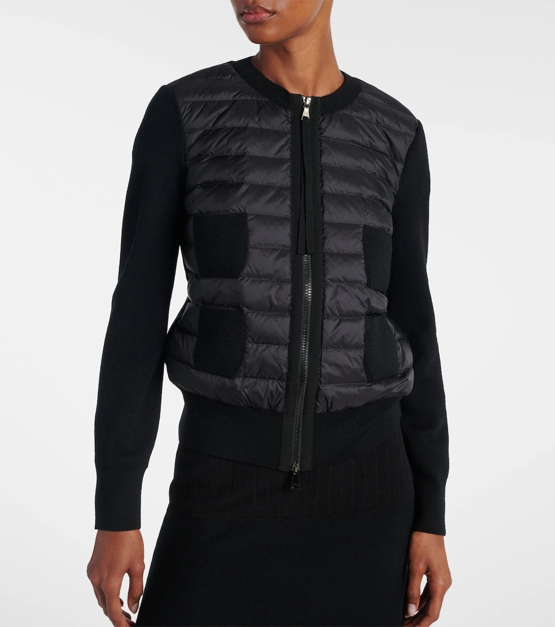 Moncler - Down-paneled virgin wool cardigan