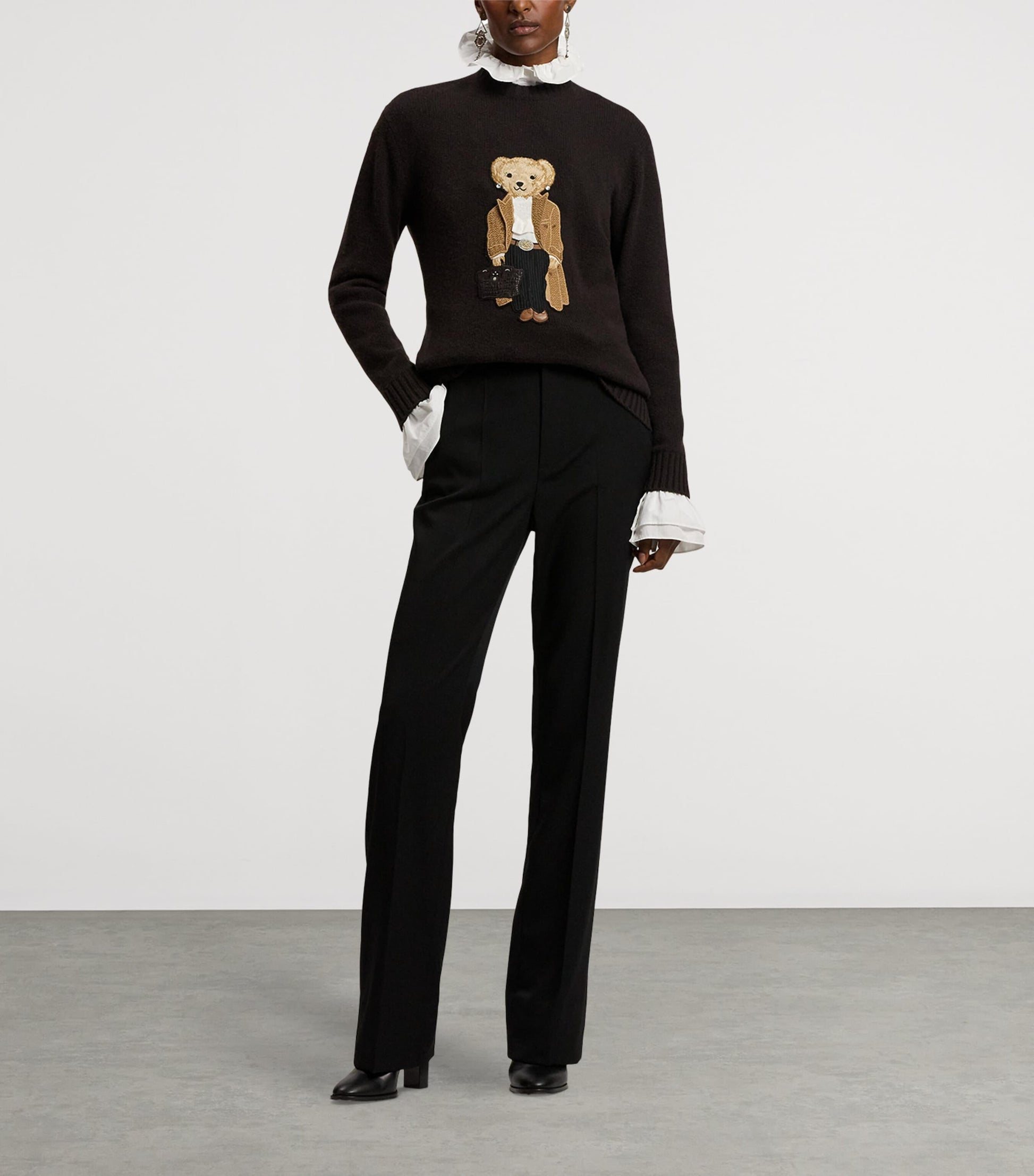 Ralph Lauren Collection Brown Cashmere Fall Polo Bear Sweater