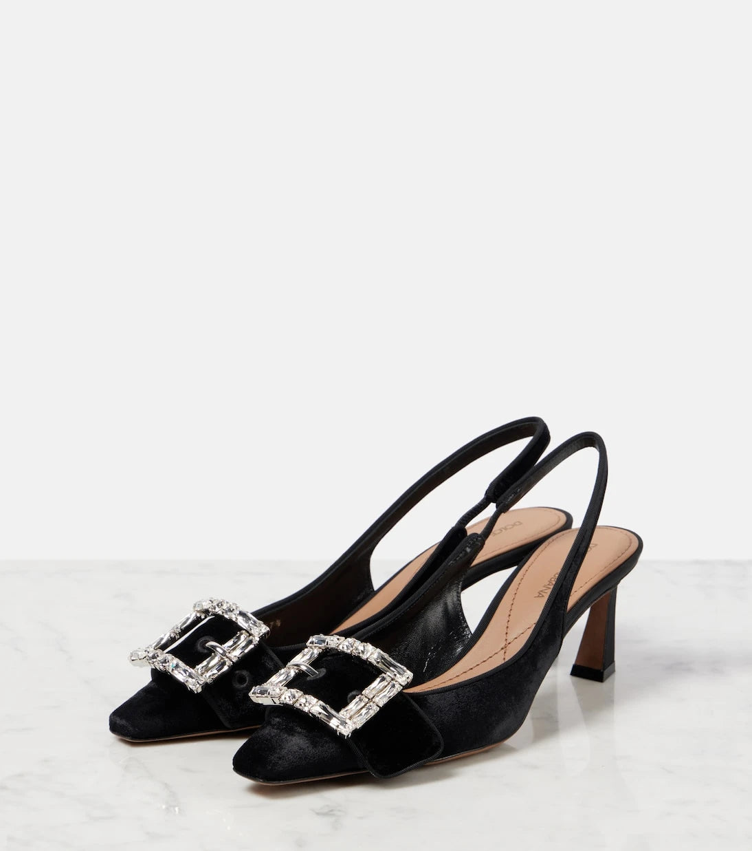 Dolce&Gabbana - Embellished velvet slingback pumps