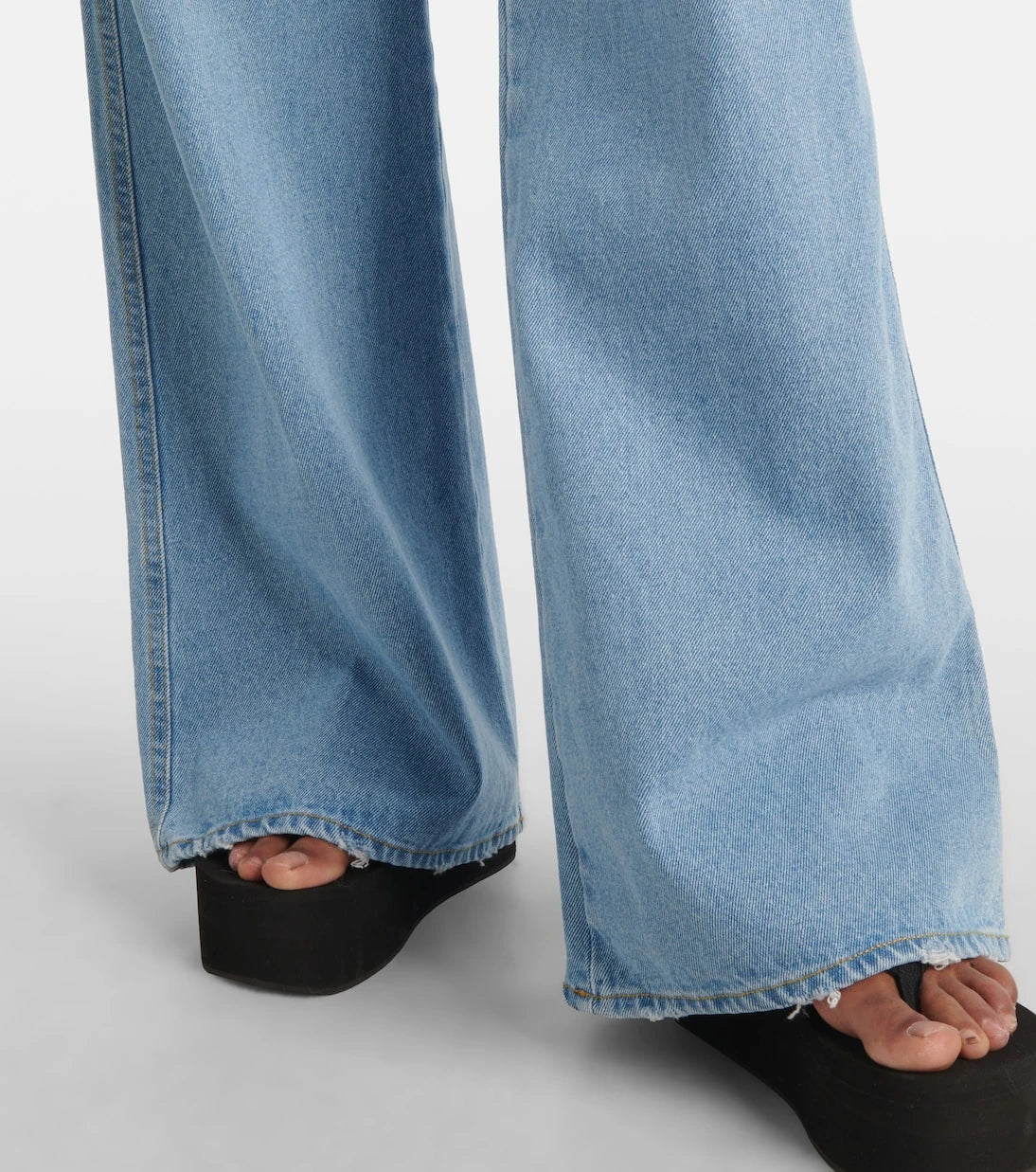 Coperni - Leather-trimmed wide-leg jeans
