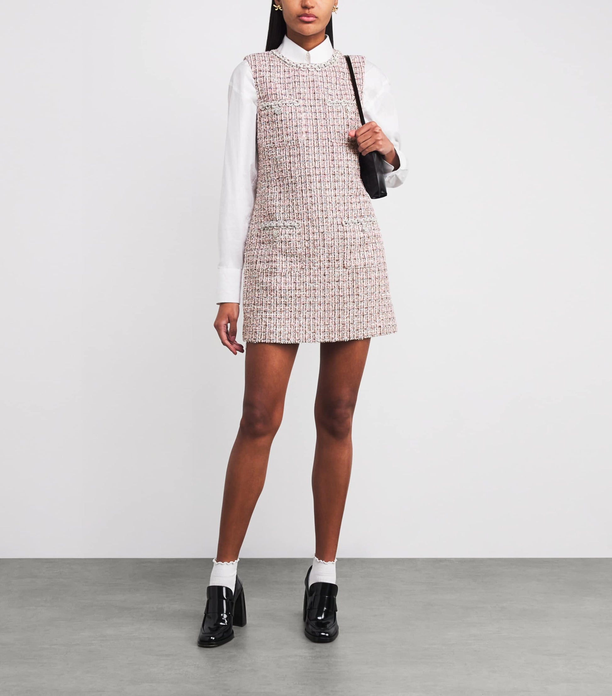 Self-Portrait Pink Bouclé Mini Dress