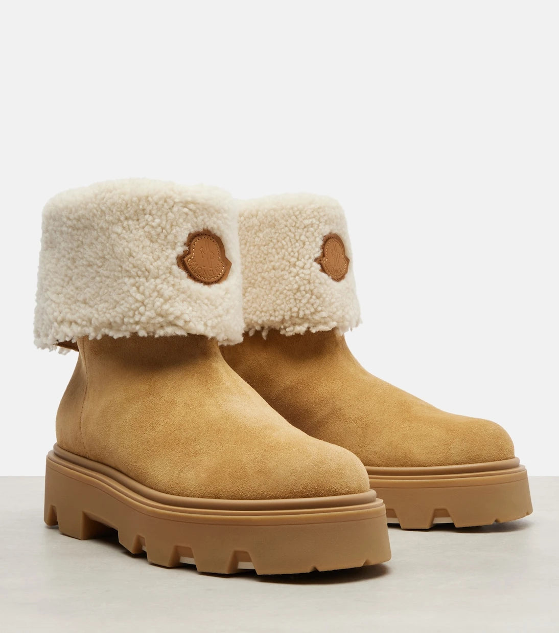 Moncler - Aurea shearling-lined suede ankle boots