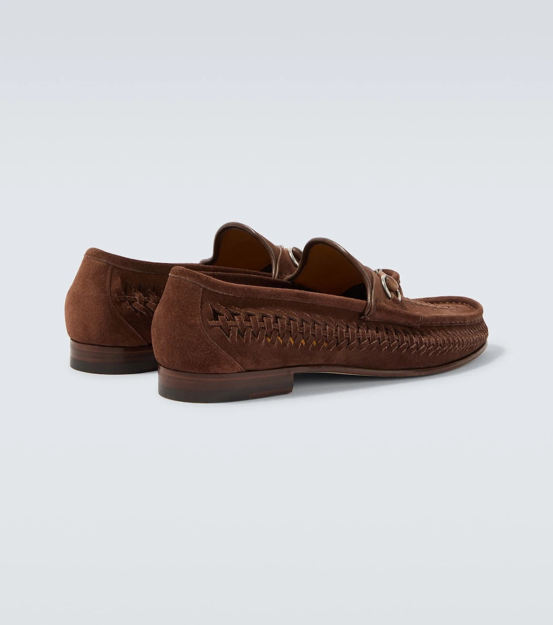 Gucci - Bamboo Horsebit woven suede loafers
