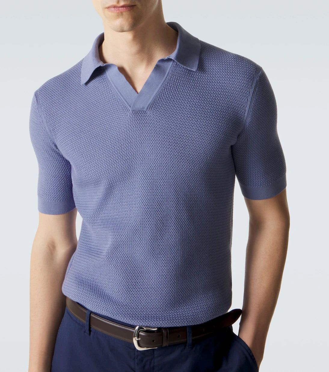 Zegna - Knitted cotton polo shirt