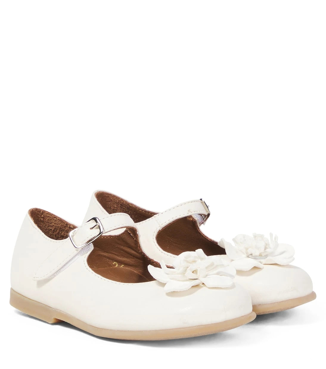 PèPè - Floral-appliqué leather ballet flats