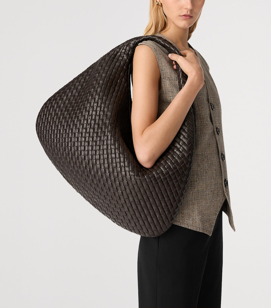 Intrecciato Leather Maxi Veneta Shoulder Bag