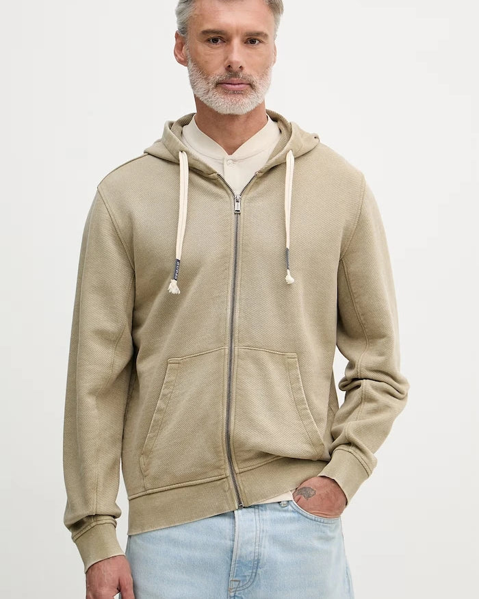 Guess erkek pamuklu kapüşonlu fermuarlı sweatshirt