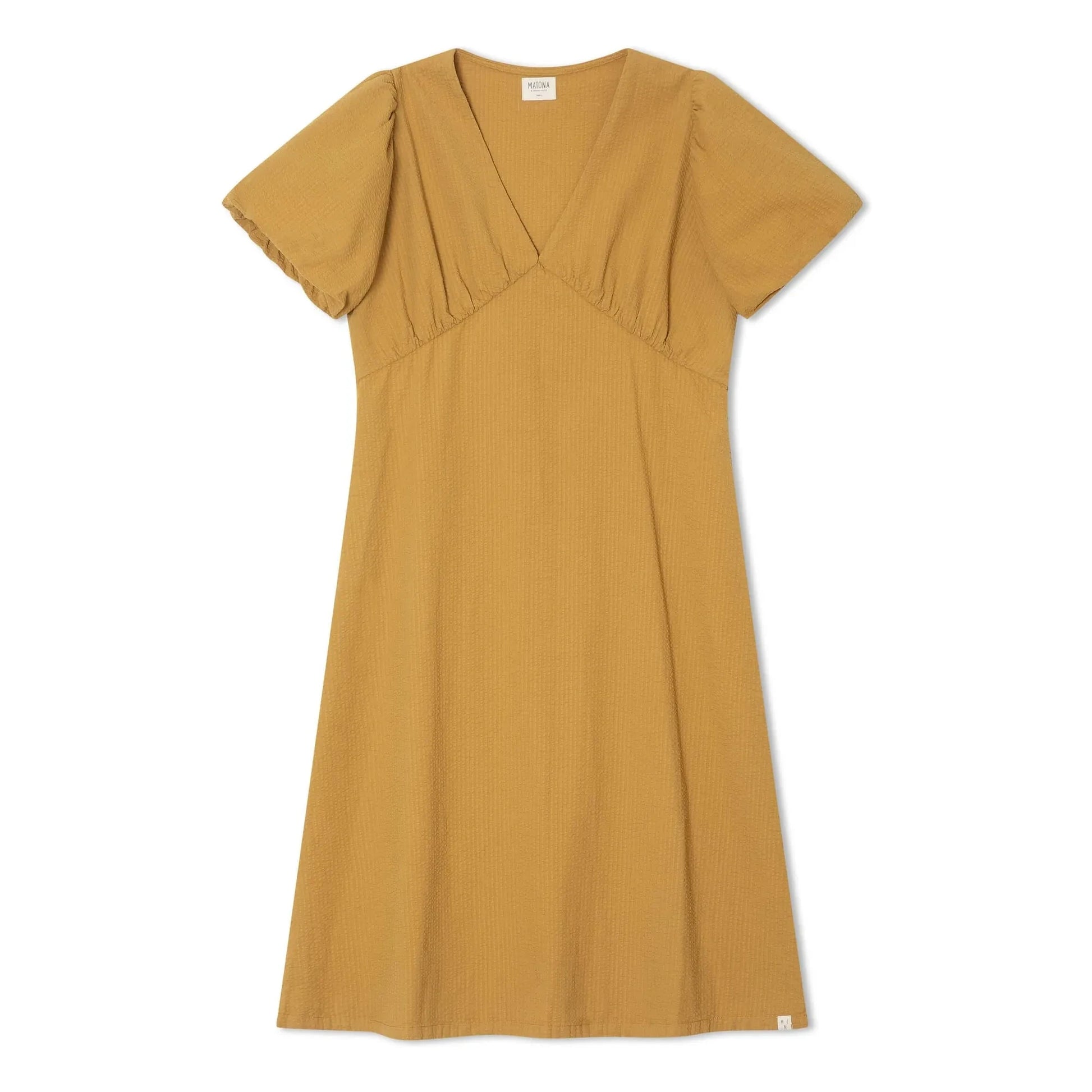 Matona - Mi-Long Organic Cotton Dress | Mustard
