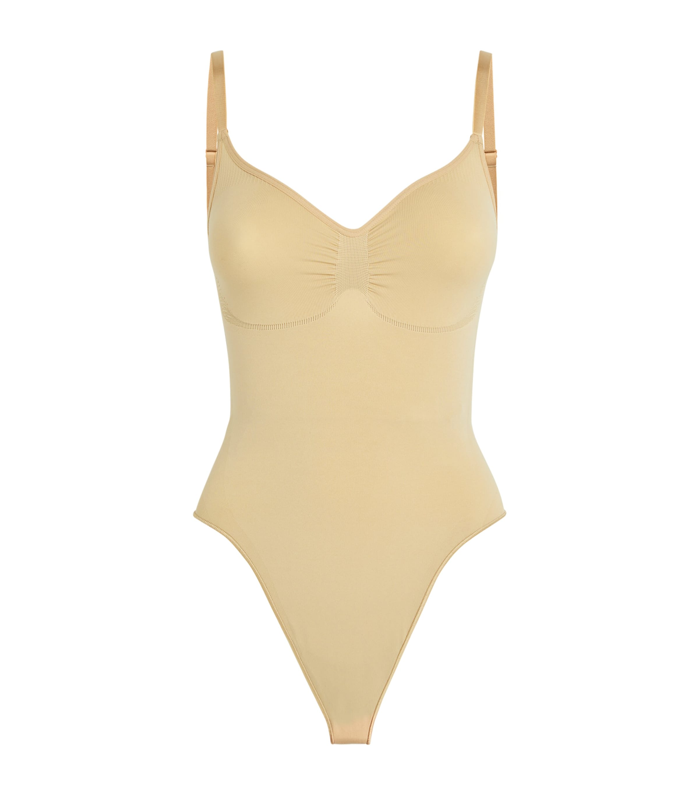 Skims Beige Seamless Sculpt Thong Bodysuit