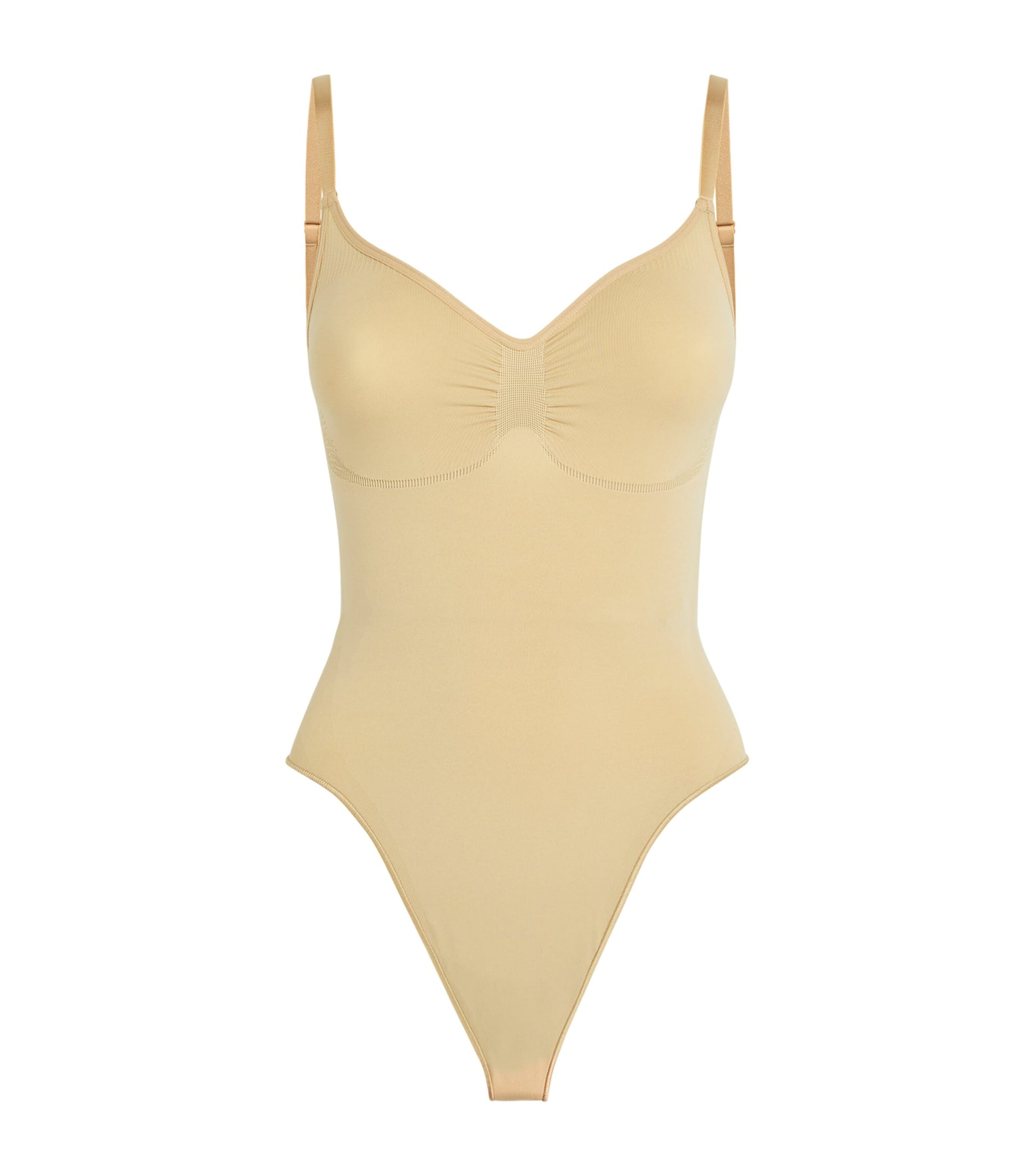 Skims Beige Seamless Sculpt Thong Bodysuit