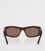 Balenciaga Brown Tortoiseshell BB0395S Rectangular Sunglasses