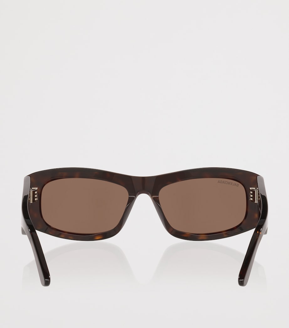 Balenciaga Brown Tortoiseshell BB0395S Rectangular Sunglasses